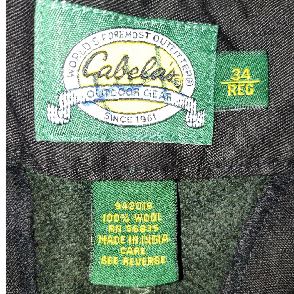 Cabelas Mens 100% Wool Cargo Hunting Pants Forest Green 34 Reg M06PT225K - Picture 3 of 4